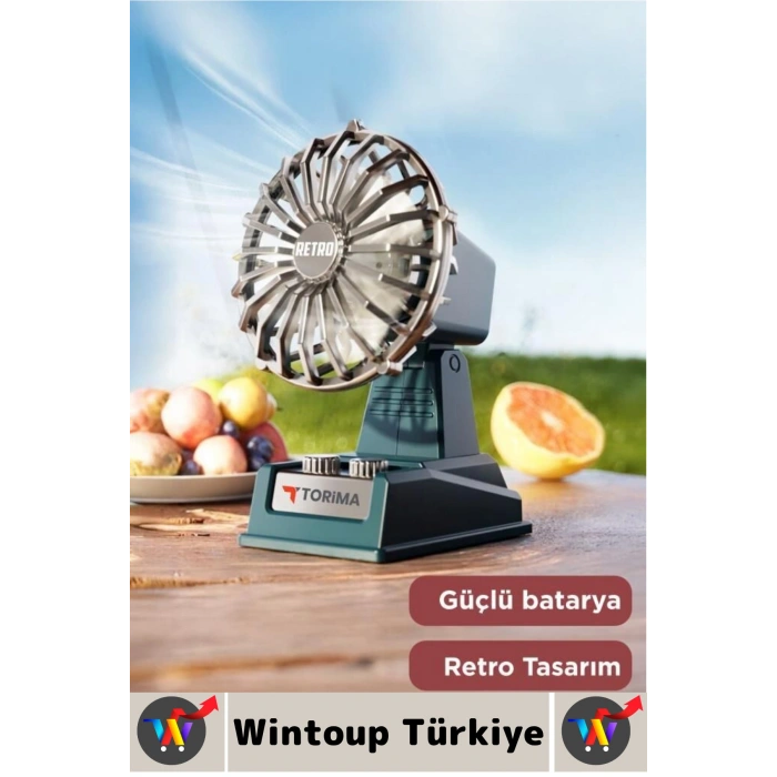 #Vantilatör Kompakt Sessiz Çalışma Yoğun Üfleme Retro 2 Kademeli Şarjlı Mini Masa Üstü Vantilatör
