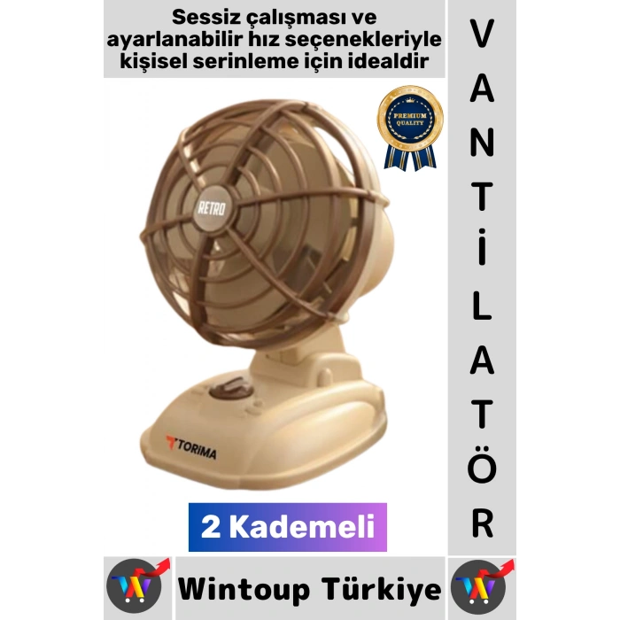 #Vantilatör Sessiz Çalışma Yoğun Üflemeli Retro Model 2 Kademeli Şarjlı Mini Masa Üstü Vantilatör