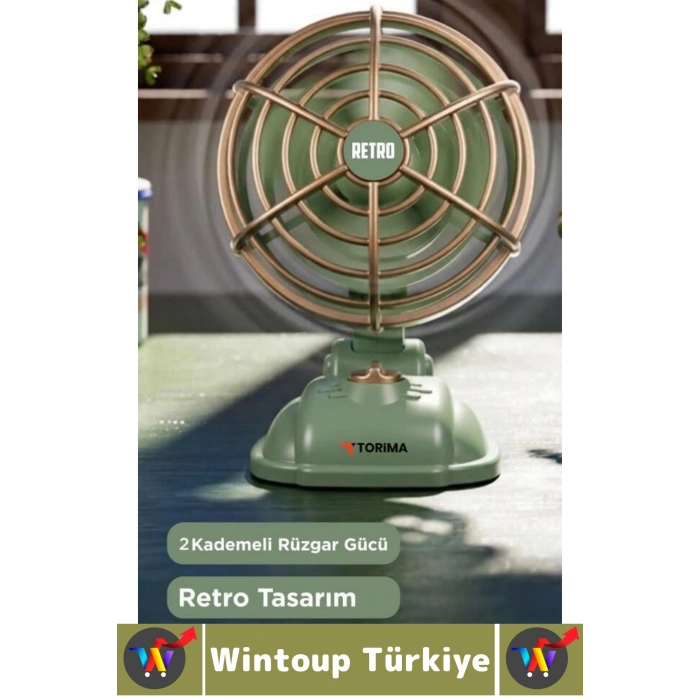 #Vantilatör Sessiz Çalışma Yoğun Üflemeli Retro Model 2 Kademeli Şarjlı Mini Masa Üstü Vantilatör
