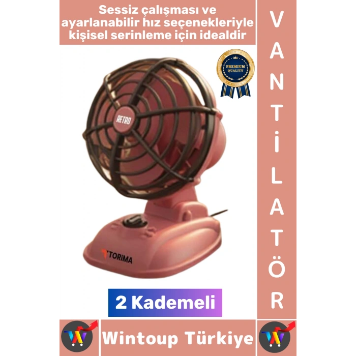 #Vantilatör Sessiz Çalışma Yoğun Üflemeli Retro Model 2 Kademeli Şarjlı Mini Masa Üstü Vantilatör