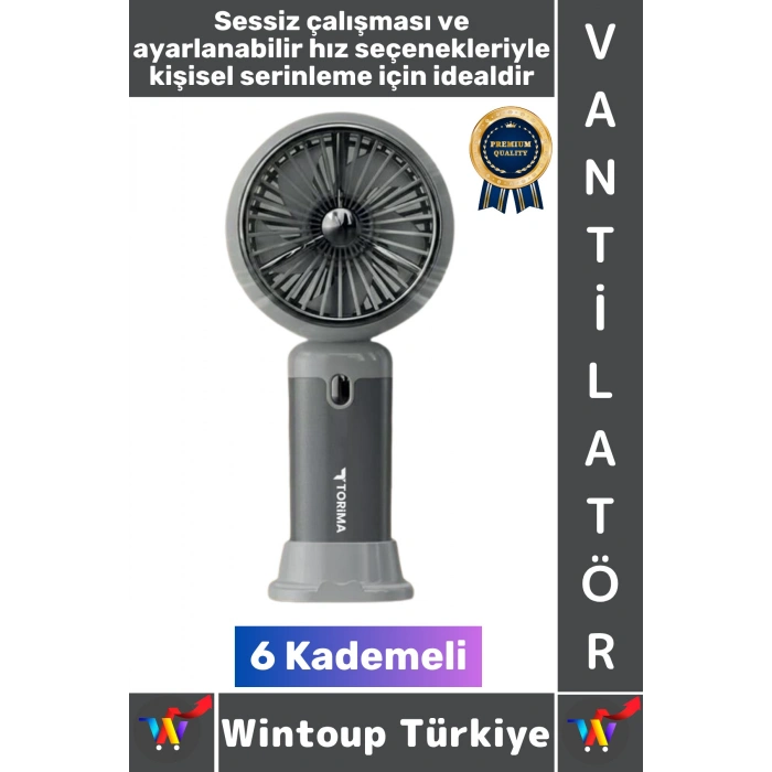 #Vantilatör Kompakt Sessiz Yoğun Üflemeli 6 Kademeli Şarjlı Turbo Mini Masa Üstü El Fanı Vantilatör