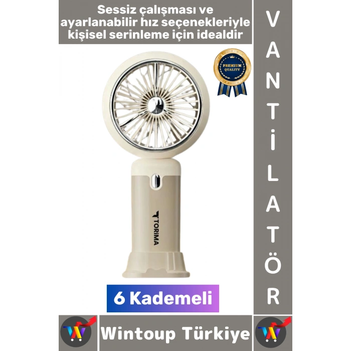 #Vantilatör Kompakt Sessiz Yoğun Üflemeli 6 Kademeli Şarjlı Turbo Mini Masa Üstü El Fanı Vantilatör