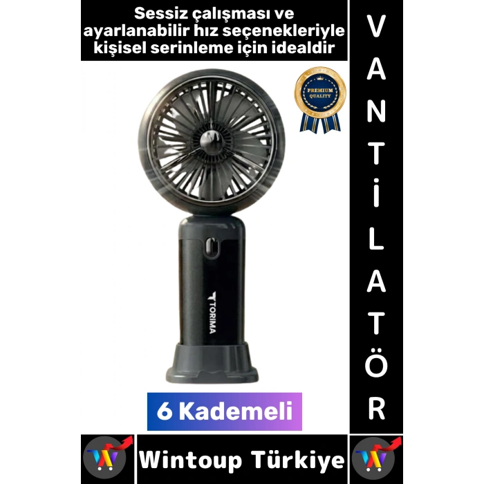 #Vantilatör Kompakt Sessiz Yoğun Üflemeli 6 Kademeli Şarjlı Turbo Mini Masa Üstü El Fanı Vantilatör