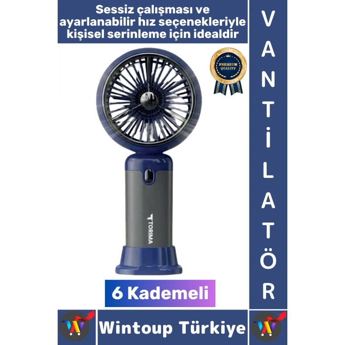 #Vantilatör Kompakt Sessiz Yoğun Üflemeli 6 Kademeli Şarjlı Turbo Mini Masa Üstü El Fanı Vantilatör