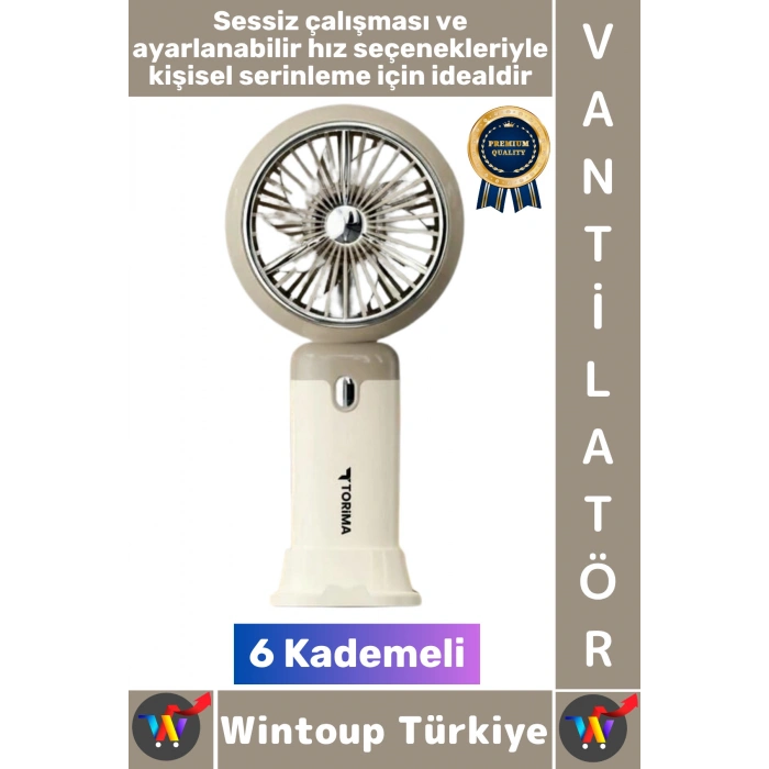 #Vantilatör Kompakt Sessiz Yoğun Üflemeli 6 Kademeli Şarjlı Turbo Mini Masa Üstü El Fanı Vantilatör