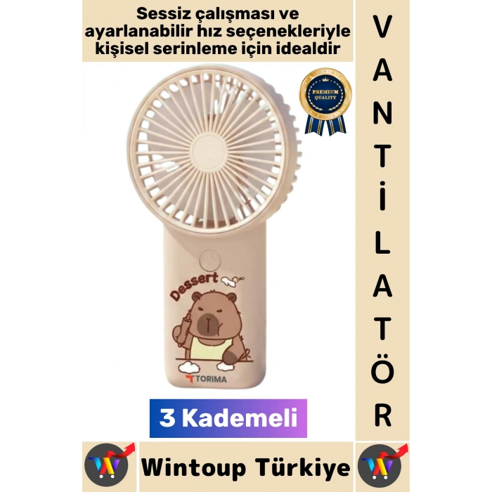 #Vantilatör Kompakt Sessiz Yoğun Üflemeli 3 Kademeli Şarjlı Şık Figürlü Mini Masa El Fanı Vantilatör