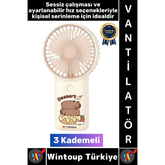 #Vantilatör Kompakt Sessiz Yoğun Üflemeli 3 Kademeli Şarjlı Şık Figürlü Mini Masa El Fanı Vantilatör