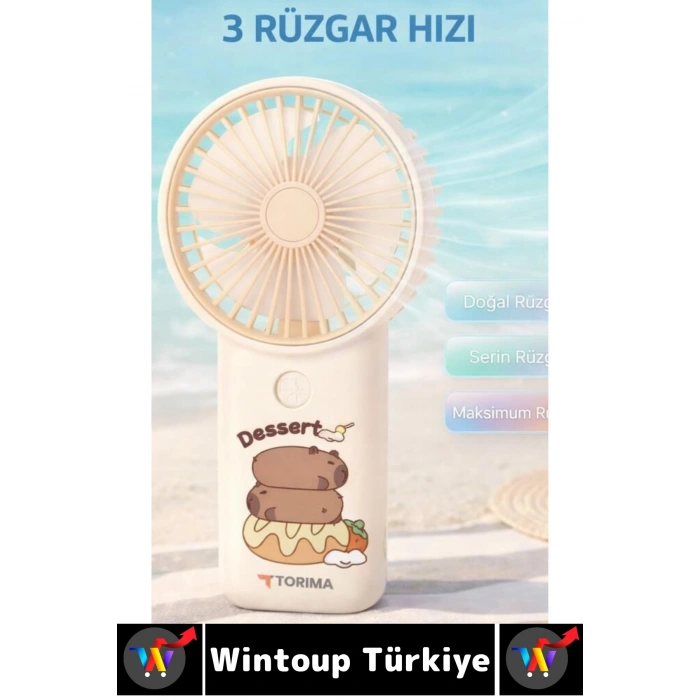 #Vantilatör Kompakt Sessiz Yoğun Üflemeli 3 Kademeli Şarjlı Şık Figürlü Mini Masa El Fanı Vantilatör