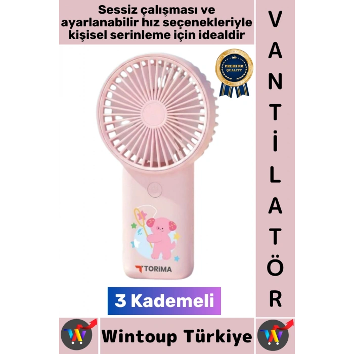 #Vantilatör Kompakt Sessiz Yoğun Üflemeli 3 Kademeli Şarjlı Şık Figürlü Mini Masa El Fanı Vantilatör