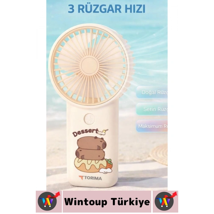 #Vantilatör Kompakt Sessiz Yoğun Üflemeli 3 Kademeli Şarjlı Şık Figürlü Mini Masa El Fanı Vantilatör