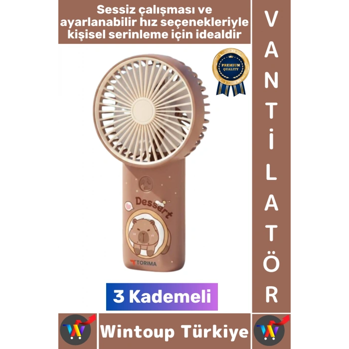 #Vantilatör Kompakt Sessiz Yoğun Üflemeli 3 Kademeli Şarjlı Şık Figürlü Mini Masa El Fanı Vantilatör