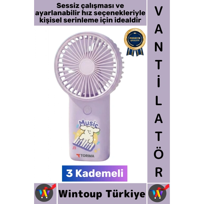 #Vantilatör Kompakt Sessiz Yoğun Üflemeli 3 Kademeli Şarjlı Şık Figürlü Mini Masa El Fanı Vantilatör