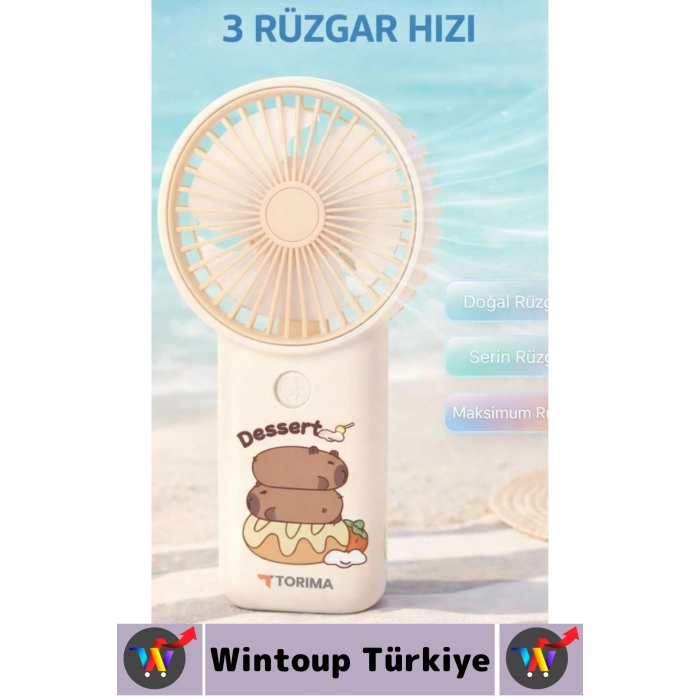 #Vantilatör Kompakt Sessiz Yoğun Üflemeli 3 Kademeli Şarjlı Şık Figürlü Mini Masa El Fanı Vantilatör