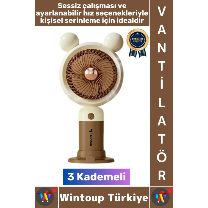 #Vantilatör Sessiz Yoğun Üflemeli 3 Kademeli Telefon Stantlı Şarjlı Şık Mini Masa El Fanı Vantilatör