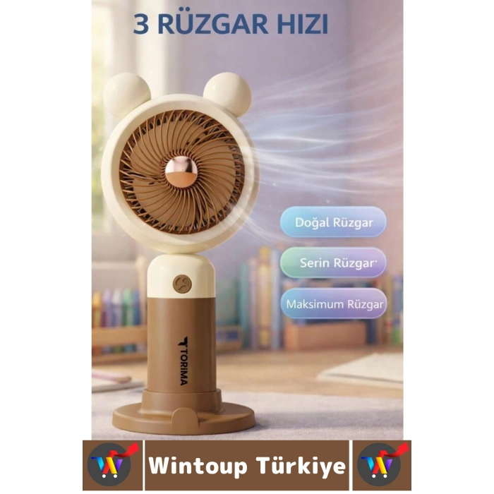 #Vantilatör Sessiz Yoğun Üflemeli 3 Kademeli Telefon Stantlı Şarjlı Şık Mini Masa El Fanı Vantilatör