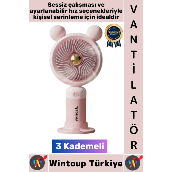 #Vantilatör Sessiz Yoğun Üflemeli 3 Kademeli Telefon Stantlı Şarjlı Şık Mini Masa El Fanı Vantilatör