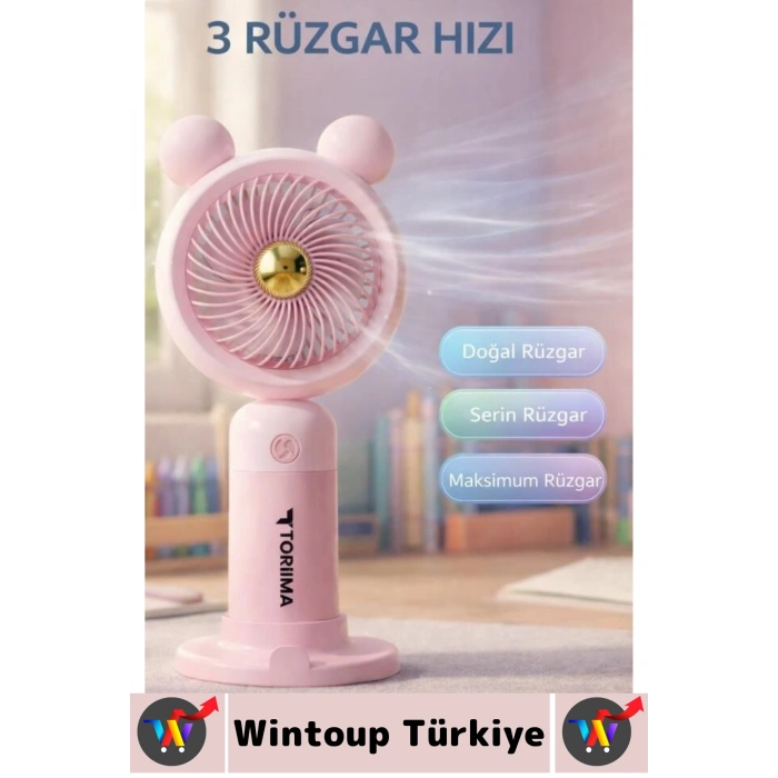 #Vantilatör Sessiz Yoğun Üflemeli 3 Kademeli Telefon Stantlı Şarjlı Şık Mini Masa El Fanı Vantilatör