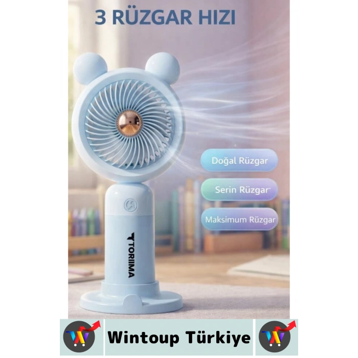 #Vantilatör Sessiz Yoğun Üflemeli 3 Kademeli Telefon Stantlı Şarjlı Şık Mini Masa El Fanı Vantilatör