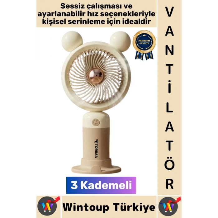 #Vantilatör Sessiz Yoğun Üflemeli 3 Kademeli Telefon Stantlı Şarjlı Şık Mini Masa El Fanı Vantilatör