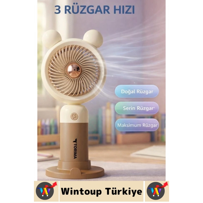 #Vantilatör Sessiz Yoğun Üflemeli 3 Kademeli Telefon Stantlı Şarjlı Şık Mini Masa El Fanı Vantilatör
