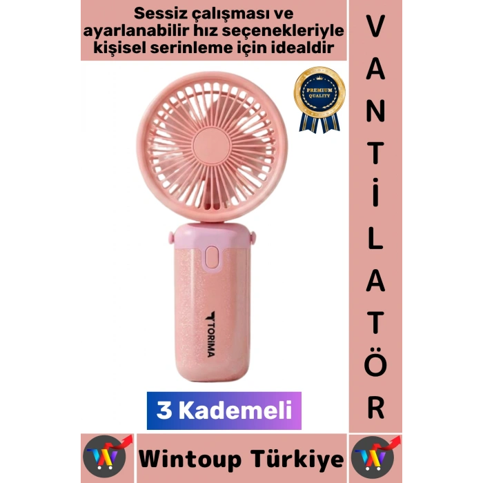 #Vantilatör Kompakt Sessiz Yoğun Üflemeli 3 Kademeli Ayarlanabilir Şarjlı Mini El Fanı Vantilatör
