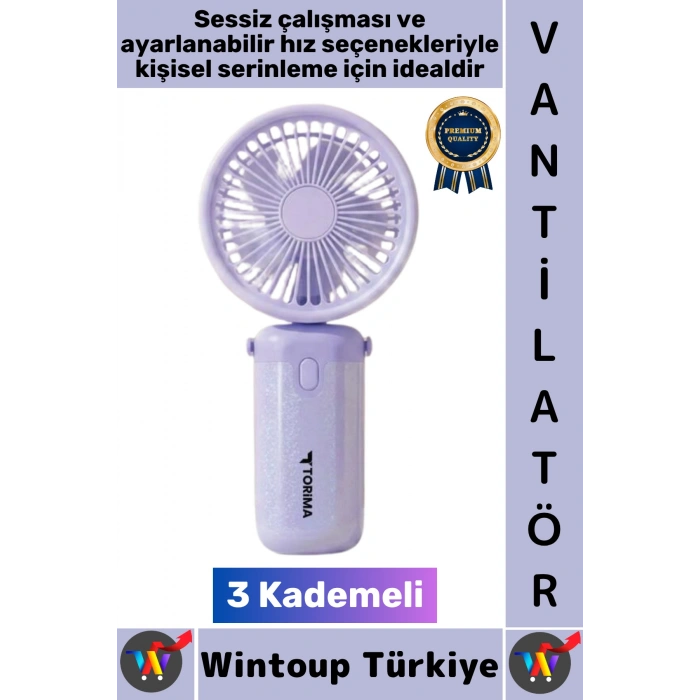 #Vantilatör Kompakt Sessiz Yoğun Üflemeli 3 Kademeli Ayarlanabilir Şarjlı Mini El Fanı Vantilatör