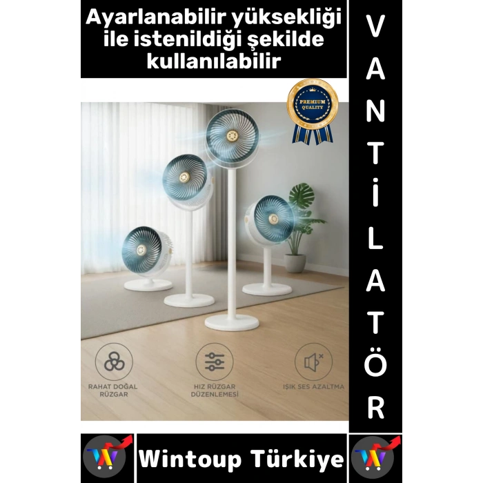#Vantilatör Kompakt Sessiz Yoğun Üfleme Şarjlı Ayarlanabilir Yükseklik 5 Kademe Kablosuz Vantilatör