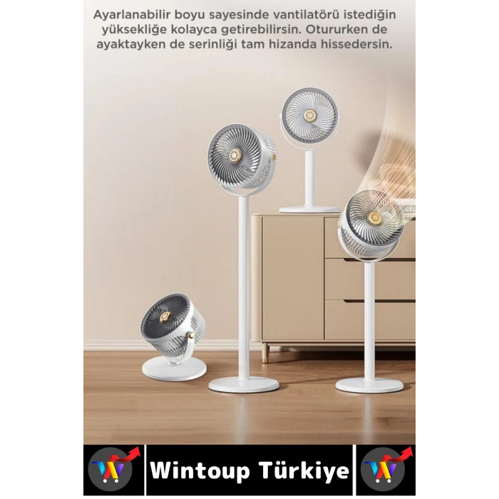 #Vantilatör Kompakt Sessiz Yoğun Üfleme Şarjlı Ayarlanabilir Yükseklik 5 Kademe Kablosuz Vantilatör