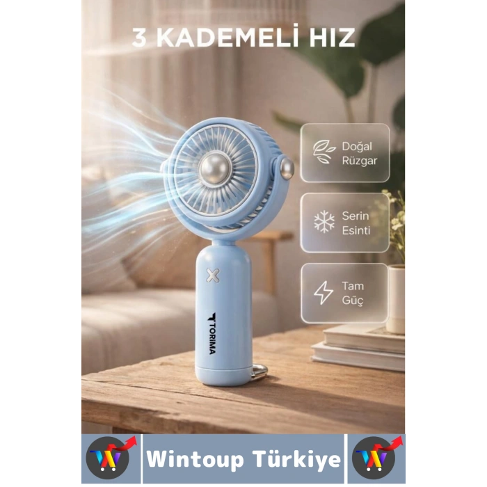 #Vantilatör Kompakt Sessiz Yoğun Üflemeli 3 Kademeli Şarjlı Hareketli Başlık Mini El Fanı Vantilatör