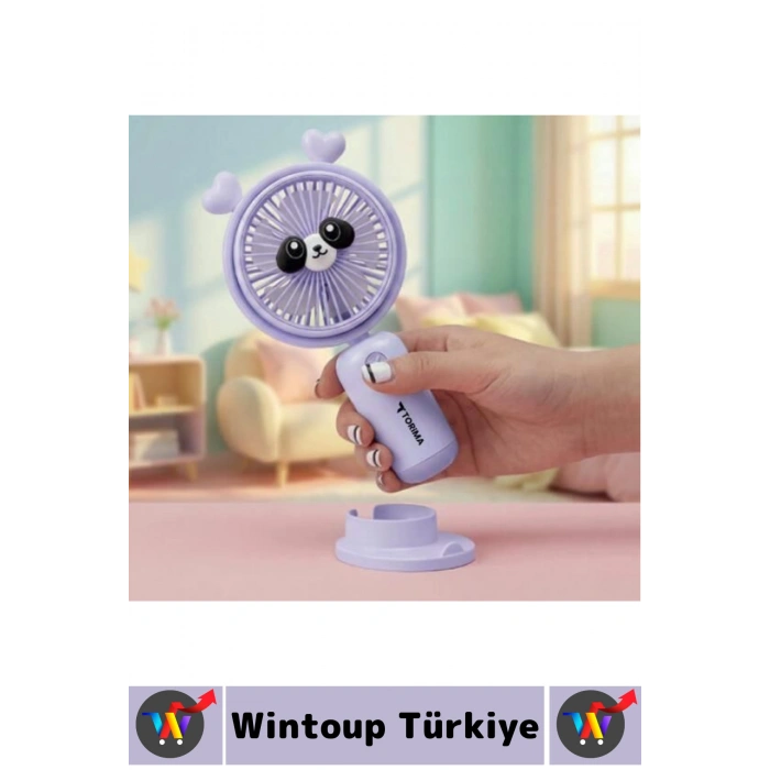 #Vantilatör Kompakt Sessiz Yoğun Üflemeli 2 Kademeli Şarjlı Sevimli Ayıcıklı Mini El Fanı Vantilatör