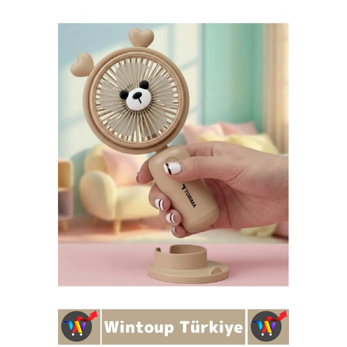 #Vantilatör Kompakt Sessiz Yoğun Üflemeli 2 Kademeli Şarjlı Sevimli Ayıcıklı Mini El Fanı Vantilatör