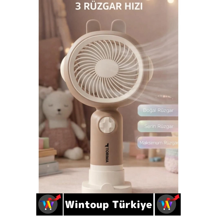 #Vantilatör Sessiz Yoğun Üflemeli 3 Kademeli Şarjlı Sevimli Şık Tavşan Kulak Mini El Fanı Vantilatör