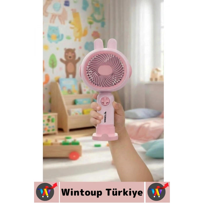 #Vantilatör Sessiz Yoğun Üflemeli 3 Kademeli Şarjlı Sevimli Şık Tavşan Kulak Mini El Fanı Vantilatör
