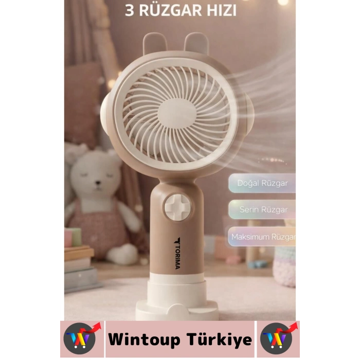 #Vantilatör Sessiz Yoğun Üflemeli 3 Kademeli Şarjlı Sevimli Şık Tavşan Kulak Mini El Fanı Vantilatör