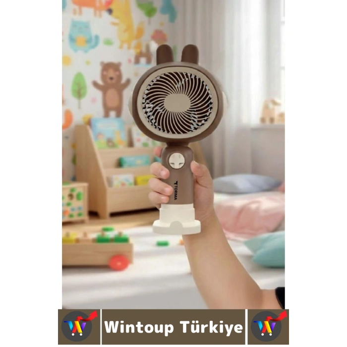 #Vantilatör Sessiz Yoğun Üflemeli 3 Kademeli Şarjlı Sevimli Şık Tavşan Kulak Mini El Fanı Vantilatör