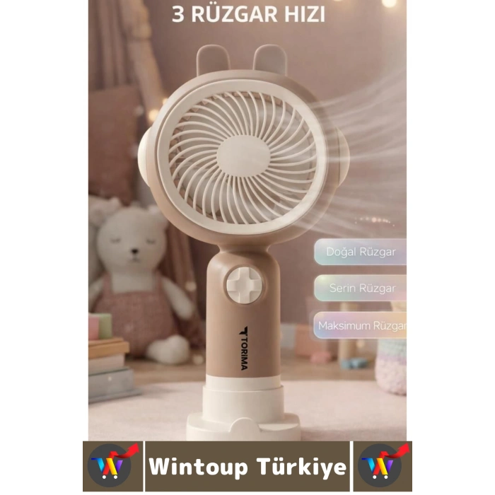 #Vantilatör Sessiz Yoğun Üflemeli 3 Kademeli Şarjlı Sevimli Şık Tavşan Kulak Mini El Fanı Vantilatör