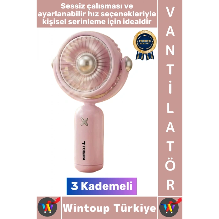 #Vantilatör Kompakt Sessiz Yoğun Üflemeli 3 Kademeli Şarjlı Hareketli Başlık Mini El Fanı Vantilatör