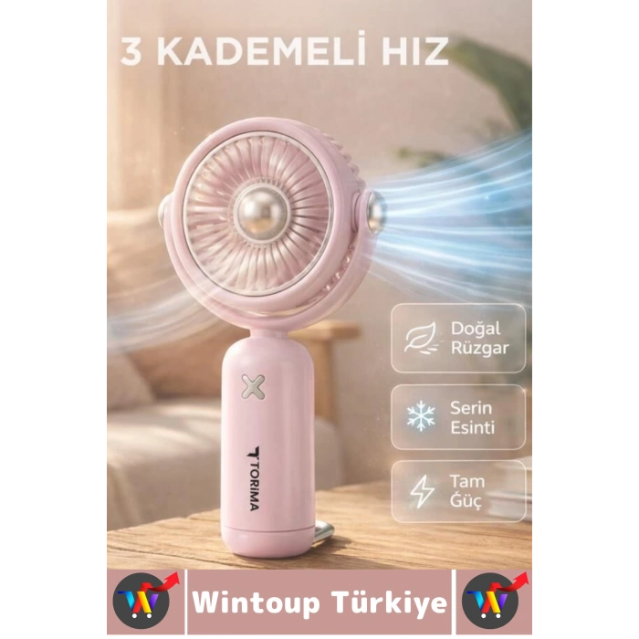#Vantilatör Kompakt Sessiz Yoğun Üflemeli 3 Kademeli Şarjlı Hareketli Başlık Mini El Fanı Vantilatör