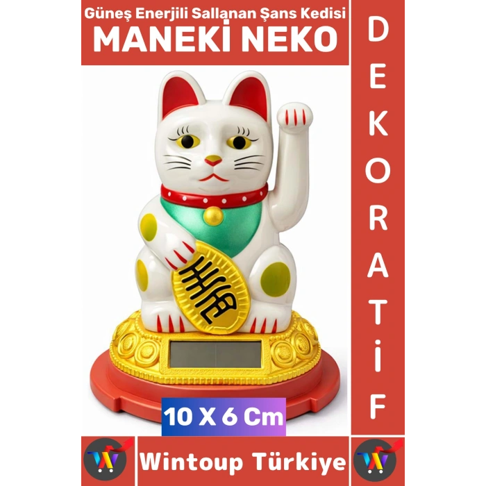 #Hediye Dekoratif Ev Ofis Zenginlik Aşk Sağlık İnancı Güneş Enerjili Sallanan Şans Kedisi 10 X 6 Cm
