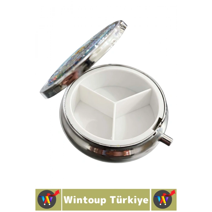 #Hediye Şık Dekoratif 3 Bölmeli Vitamin Hap Tablet İstanbul Temalı İlaç Saklama Kutusu 5 X 5 Cm