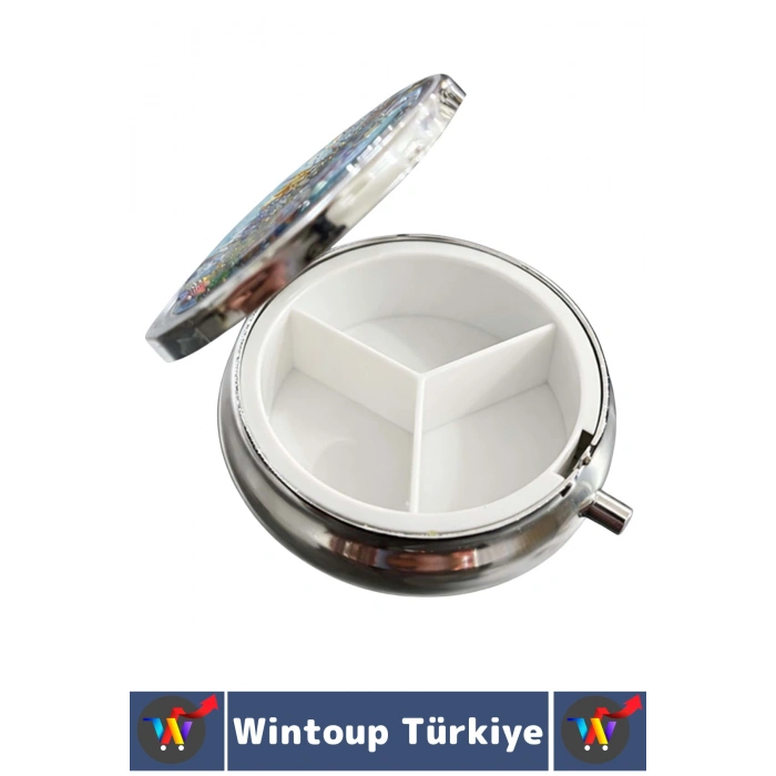 #Hediye Dekoratif Hediye 3 Bölmeli Vitamin Hap Tablet İstanbul Temalı İlaç Saklama Kutusu 5 X 5 Cm