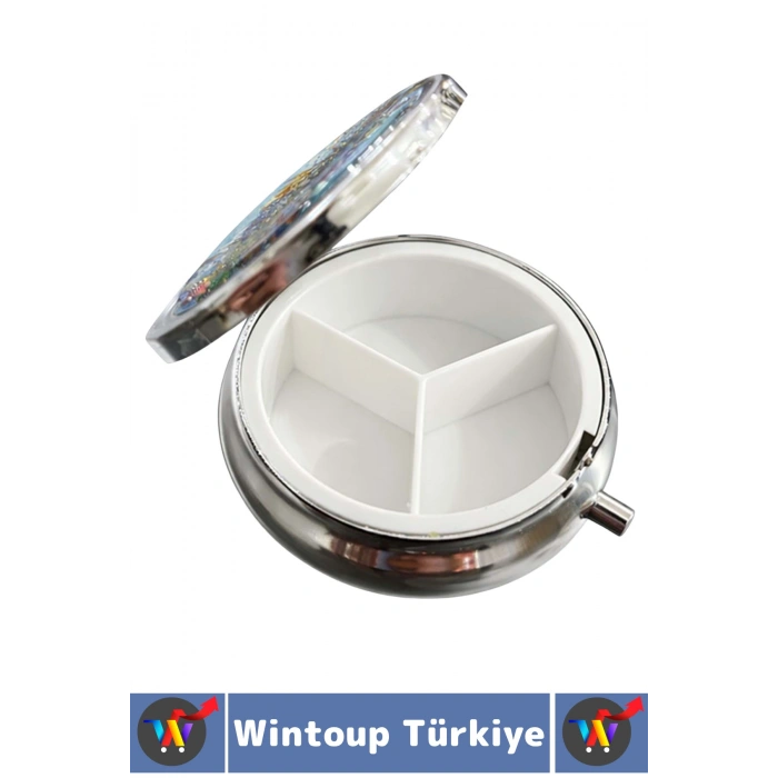 #Premium Hediye Dekoratif 3 Bölmeli Vitamin Hap Tablet İstanbul Temalı İlaç Saklama Kutusu 5 X 5 Cm