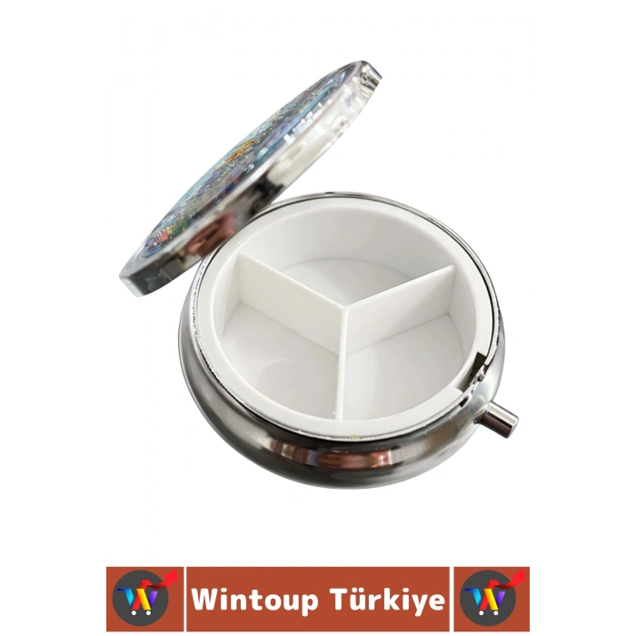 #Hediye Dekoratif Hediye İstanbul Temalı 3 Bölmeli Vitamin Hap Tablet İlaç Saklama Kutusu 5 X 5 Cm