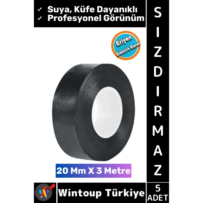 #Bant Yanmaz Su Geçirmez Ekstra Güçlü Yalıtım Kablo Bağlantı Kendinden Eriyen Kauçuk Yalıtım Bant 20 Mm X 3 Metre 5 Adet