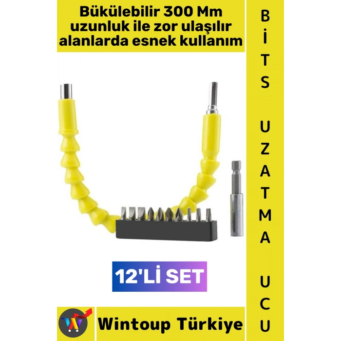 #UzatmaUcu Manuel Elektrikli Vidalama Dar Zor Köşe Akrobat Bükülebilir Esnek Bits Uzatma Seti 12 Parça