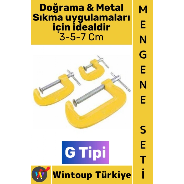 #Mengene Dayanıklı Çelik Karbon Kaynak Montaj Ahşap Doğrama Metal Sıkma 3-5-7 Cm G Tipi Mengene Seti 3 Parça