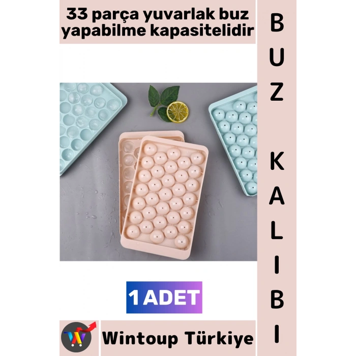 #BuzKalıbı Soğuk Kahve İçecek Detoks Kokteyl 33 Adet Kapasiteli Pratik Yuvarlak Buz Yapma Kalıbı 17 X 10 Cm