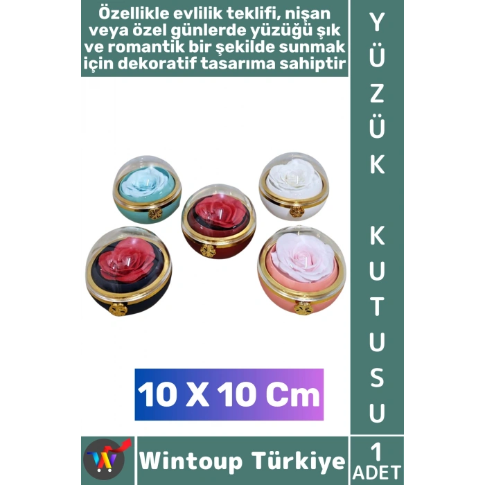 #TakıKutusu Evli Çift Sevgililer Günü Yıldönümü Evlilik Nişan Teklif Romantik Kubbe Gül Yüzük Kutusu