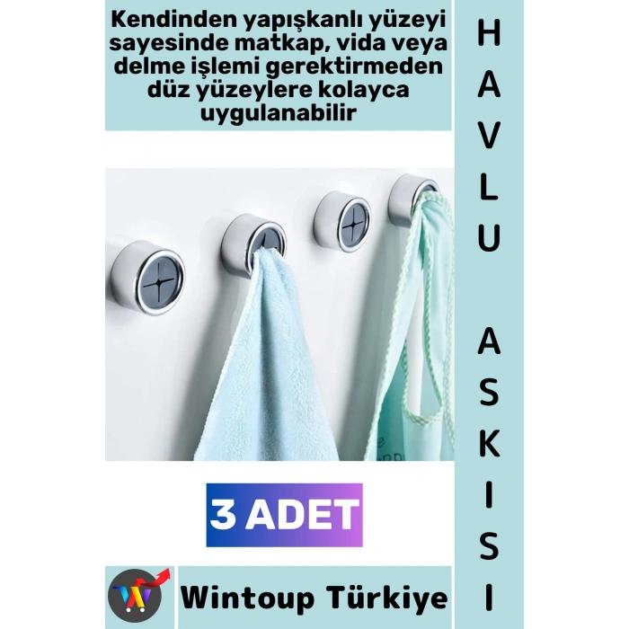 #Askı Montajsız Kendinden Yapışkanlı Kaydırmaz Mutfak Banyo Balkon Bez Lif Küçük Aksesuar Krom Kaplama Şık Estetik Pratik Tak Çıkar Havlu Askısı 3 Adet