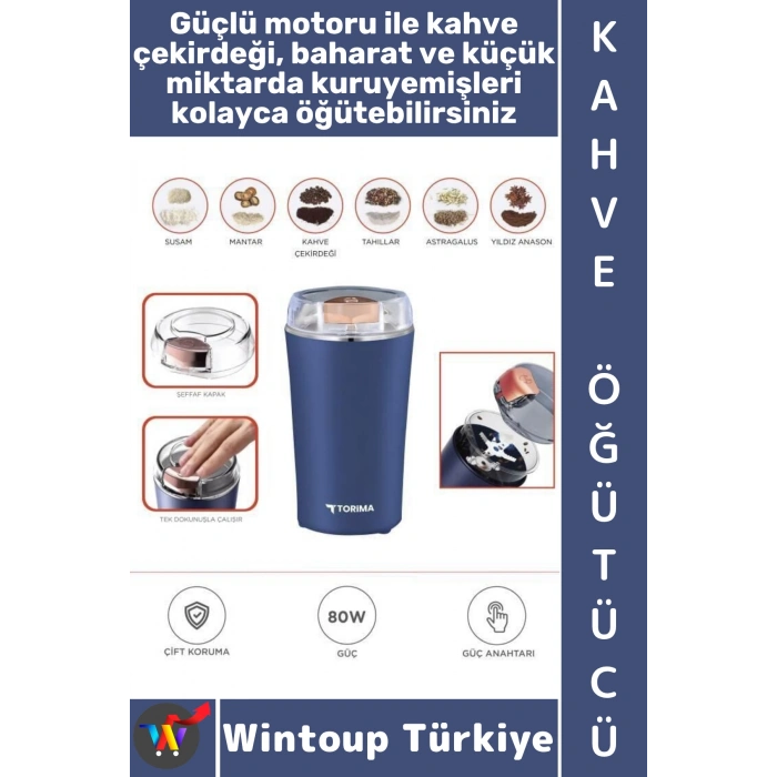 #KahveÖğütücü Kompakt Küçük Kuruyemiş Karabiber Aşırı Isınma Korumalı Paslanmaz Çelik Şık Güçlü Motor Değirmen Kahve Baharat Öğütücü